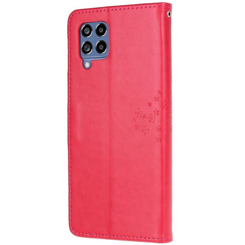 Fa PU bőr pénztárca tok Samsung Galaxy M53 5G-hez - piros