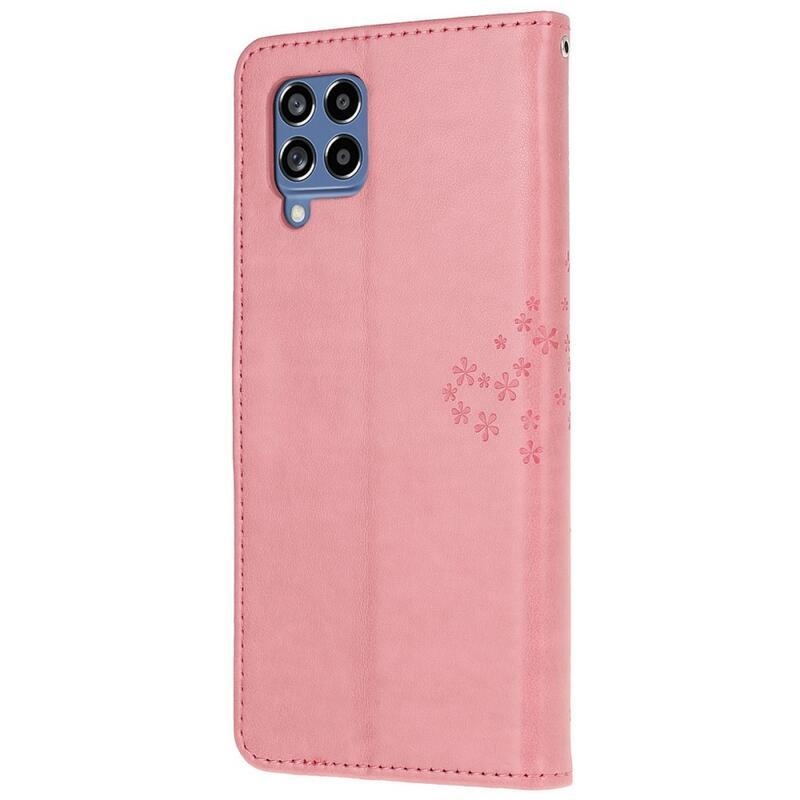 Tree PU bőr pénztárca tok Samsung Galaxy M53 5G - rózsaszín