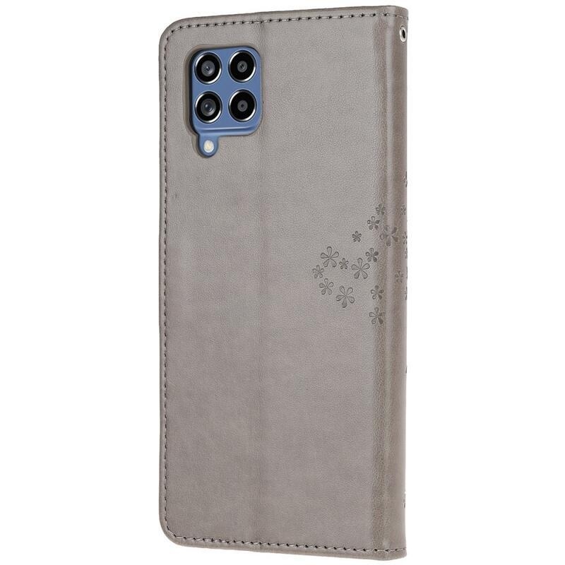 Fa PU bőr pénztárca tok Samsung Galaxy M53 5G - szürke