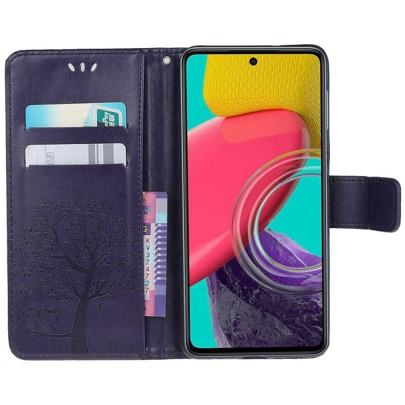 Tree PU bőr pénztárca tok Samsung Galaxy M53 5G - sötétlila