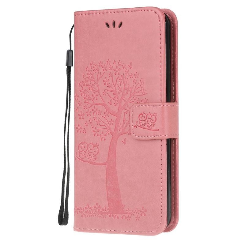 Tree PU bőr pénztárca tok Samsung Galaxy Note 20/Note 20 5G - rózsaszín