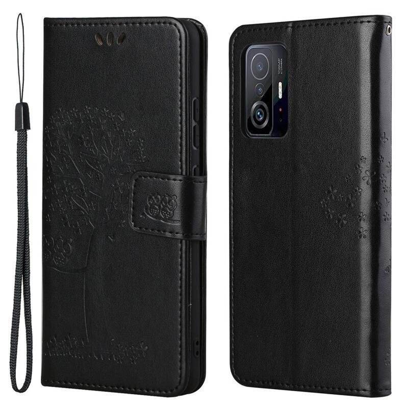 Fa PU bőr pénztárca tok a Xiaomi 11T/11T Pro-hoz - fekete