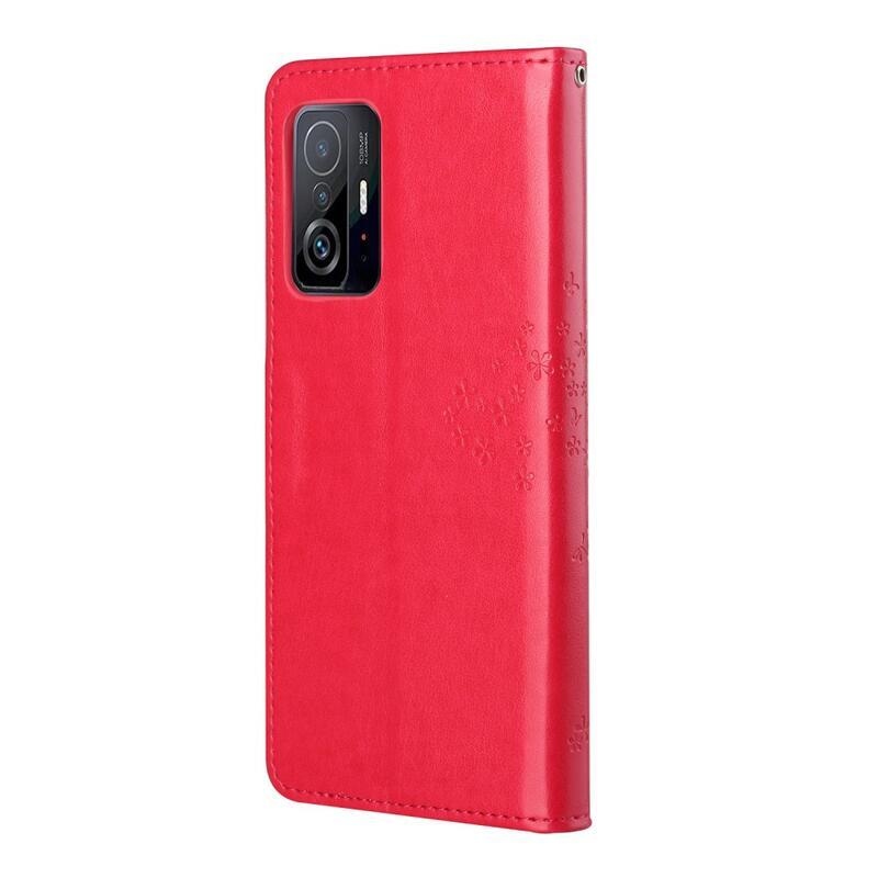 Fa PU bőr pénztárca tok a Xiaomi 11T/11T Pro-hoz - piros