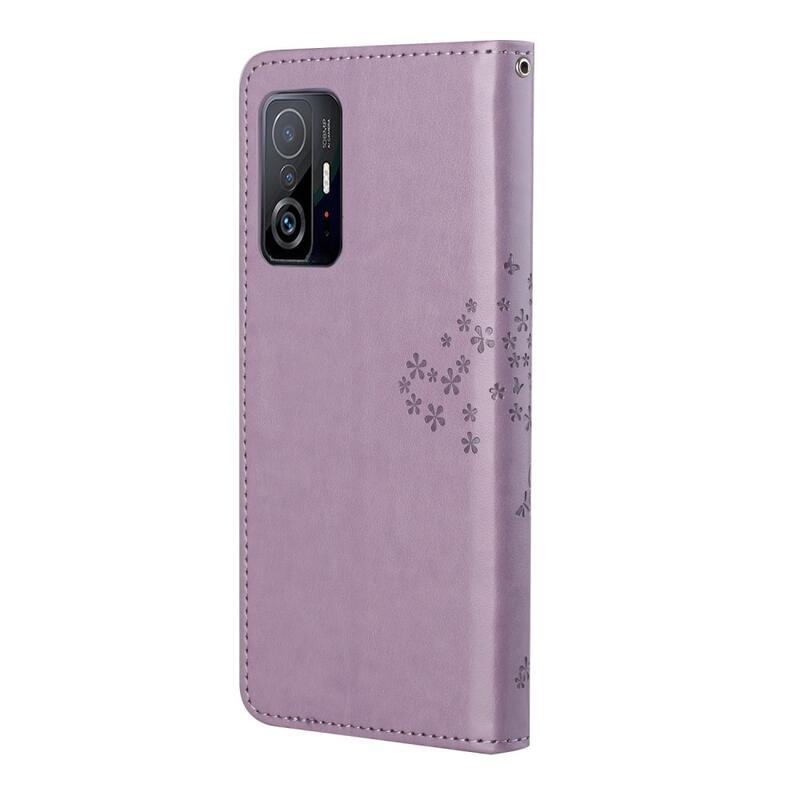 Tree PU bőr pénztárca tok Xiaomi 11T/11T Pro - lila