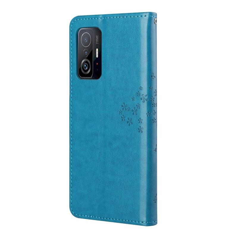 Fa PU bőr pénztárca tok Xiaomi 11T/11T Pro - kék