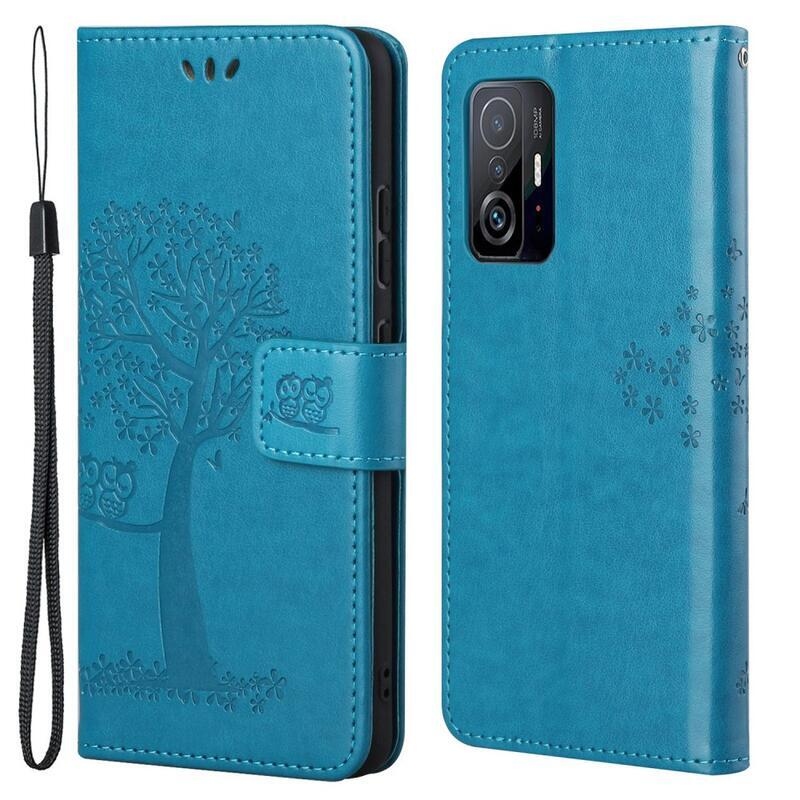 Fa PU bőr pénztárca tok Xiaomi 11T/11T Pro - kék