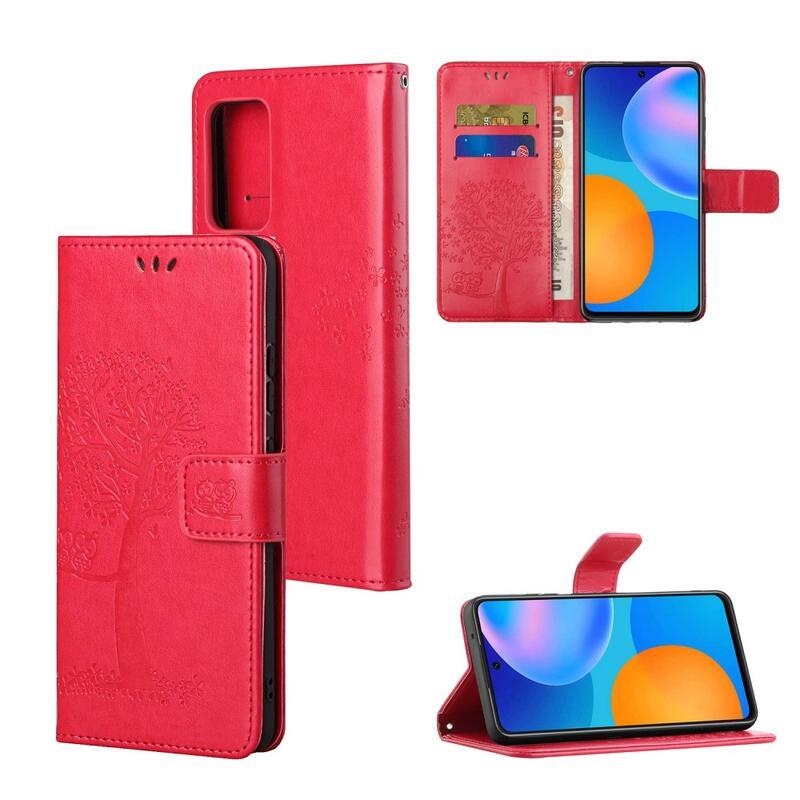 Fa PU bőr pénztárca tok Xiaomi Redmi 10/Redmi 10 (2022) - piros