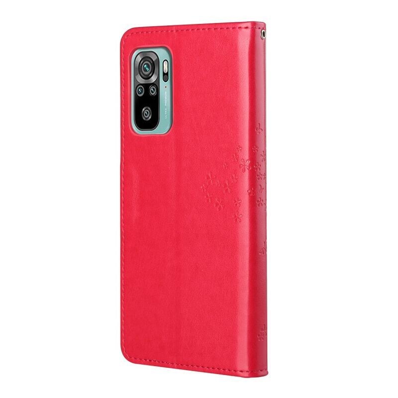 Fa PU bőr pénztárca tok Xiaomi Redmi 10/Redmi 10 (2022) - piros