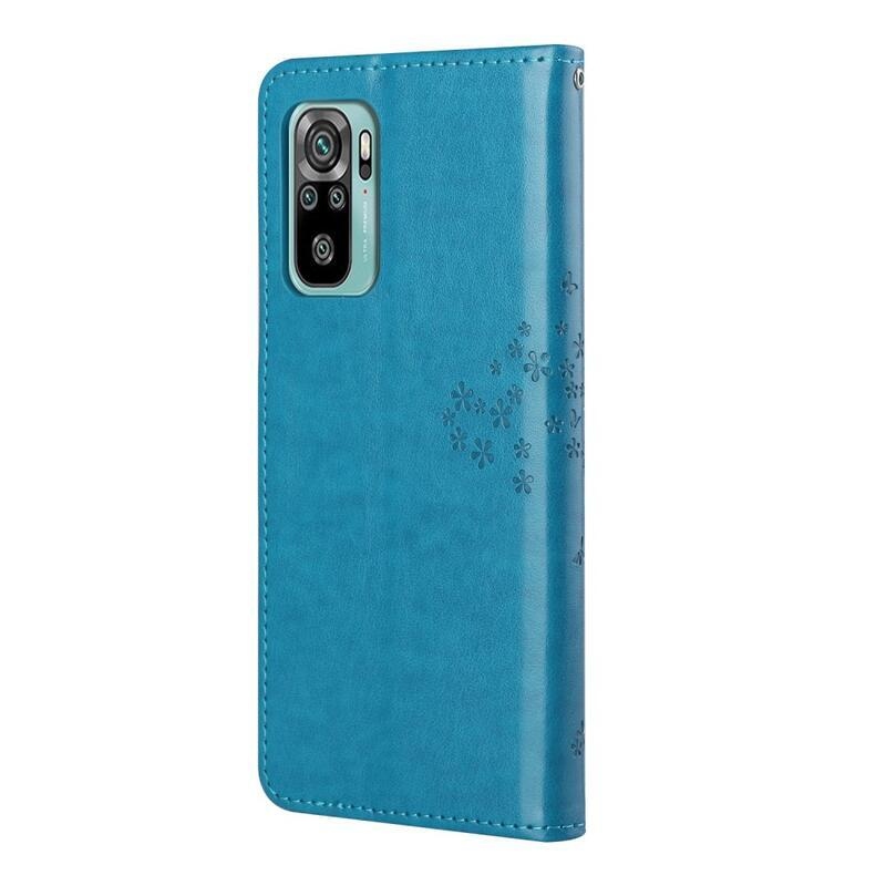Fa PU bőr pénztárca tok Xiaomi Redmi 10/Redmi 10 (2022) számára - kék