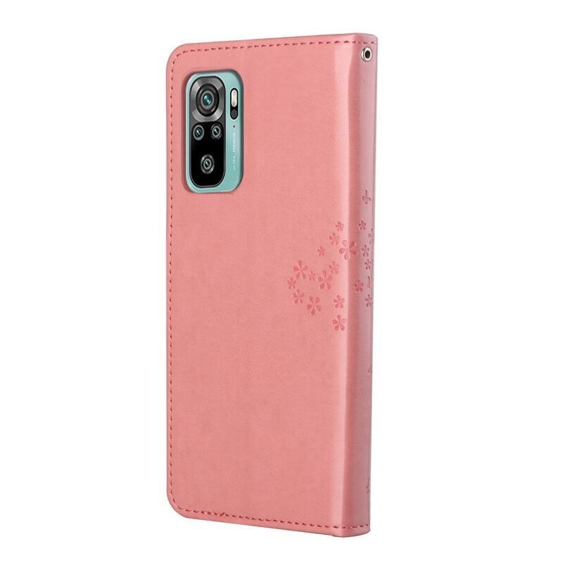 Fa PU bőr pénztárca tok Xiaomi Redmi 10/Redmi 10 (2022) - rózsaszínű