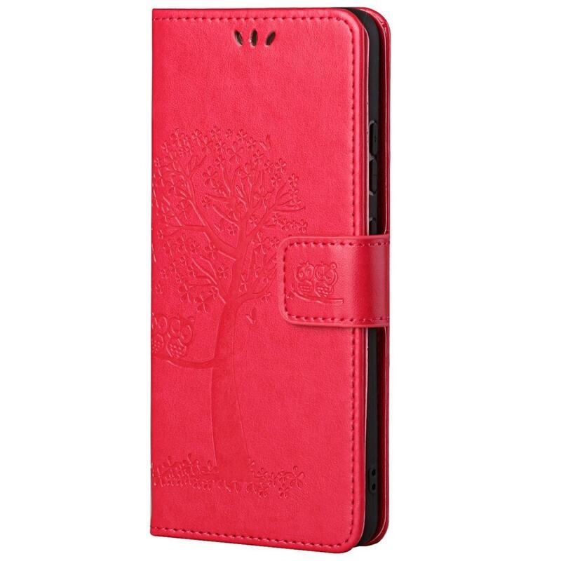 Fa PU bőr pénztárca tok Xiaomi Redmi 10C-hez - piros