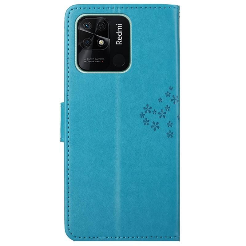 Fa PU bőr pénztárca tok Xiaomi Redmi 10C-hez - kék