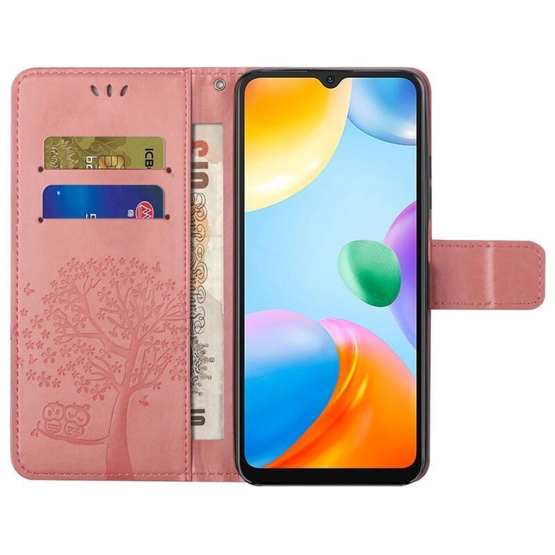 Fa PU bőr pénztárca tok Xiaomi Redmi 10C - rózsaszínű