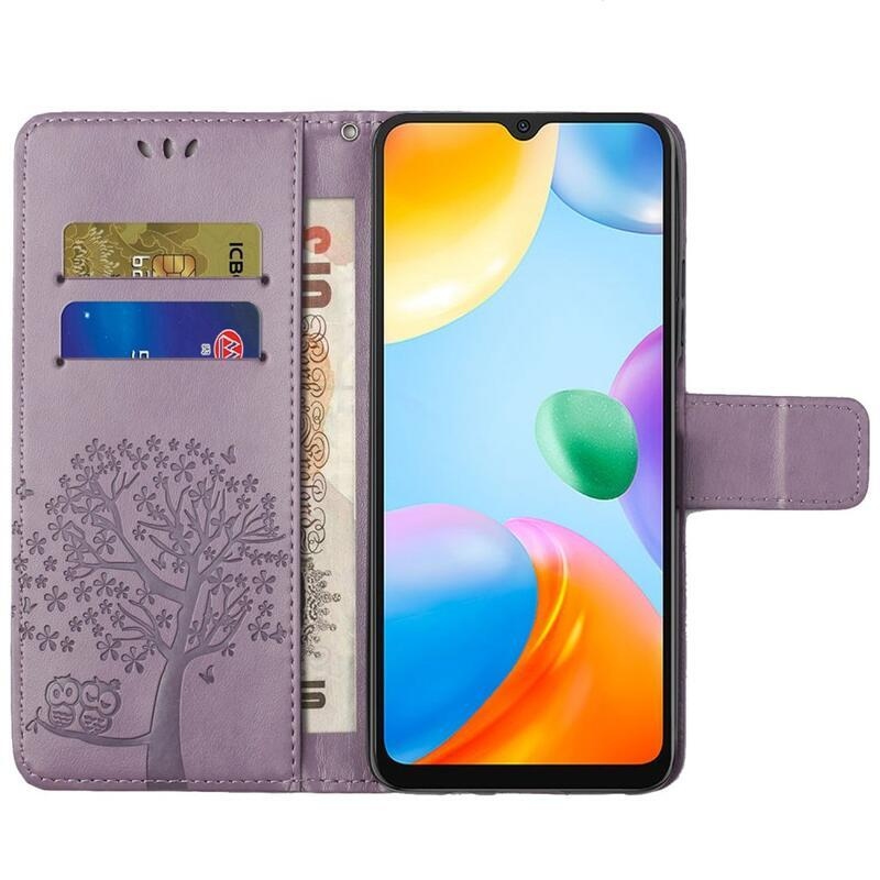 Fa PU bőr pénztárca tok Xiaomi Redmi 10C-hez - világos lila