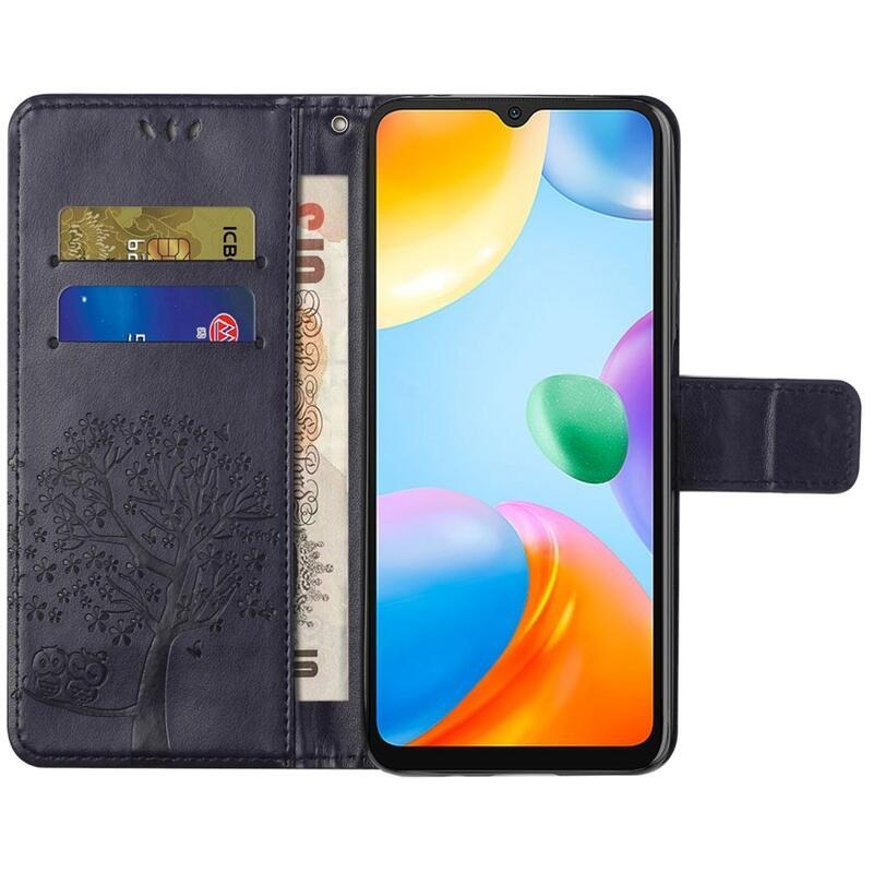 Fa PU bőr pénztárca tok Xiaomi Redmi 10C-hez - sötét lila
