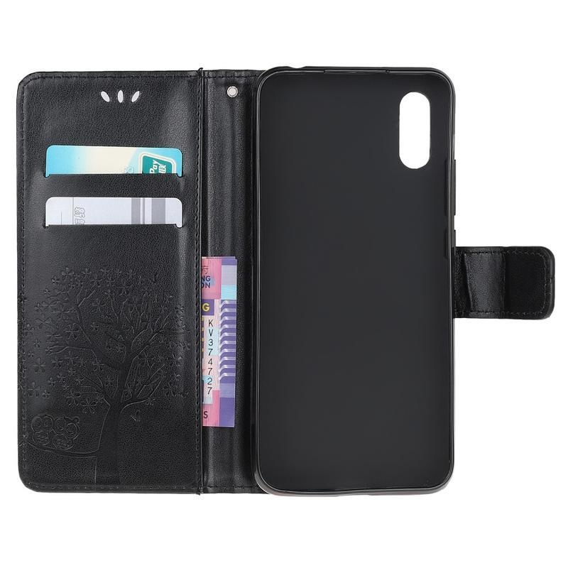 Fa PU bőr pénztárca tok Xiaomi Redmi 9A/9AT-hoz - fekete