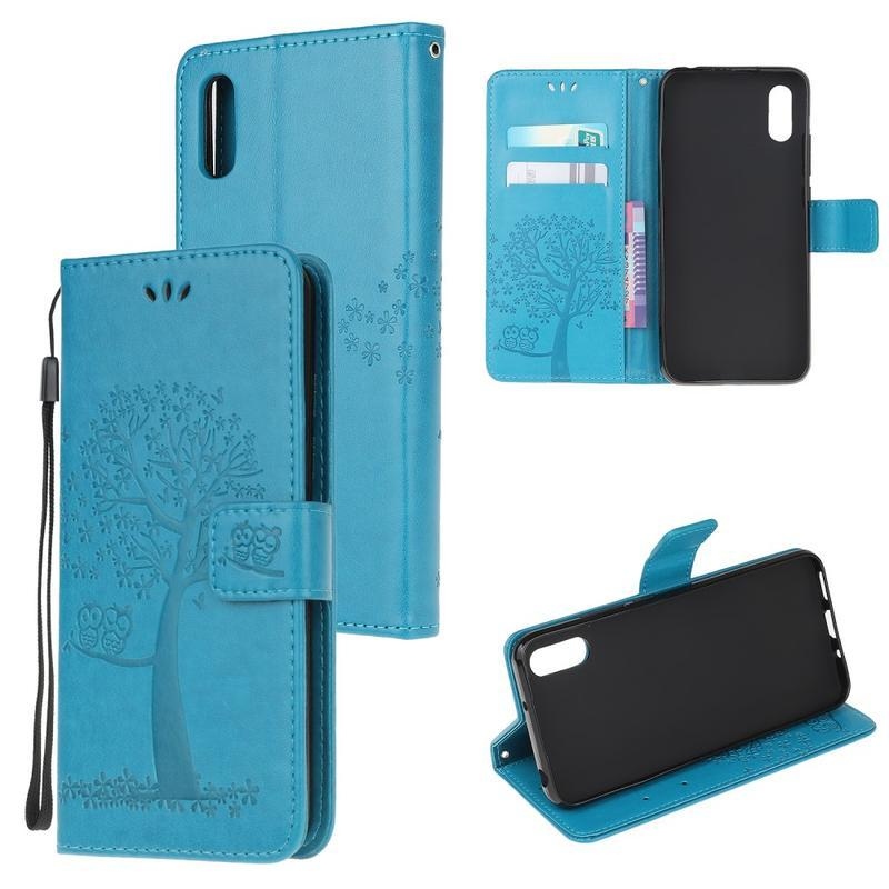 Fa PU bőr pénztárca tok Xiaomi Redmi 9A/9AT-hoz - kék