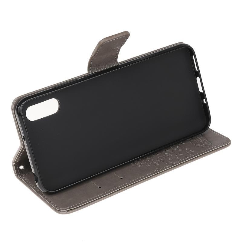 Fa PU bőr pénztárca tok Xiaomi Redmi 9A/9AT-hoz - szürke