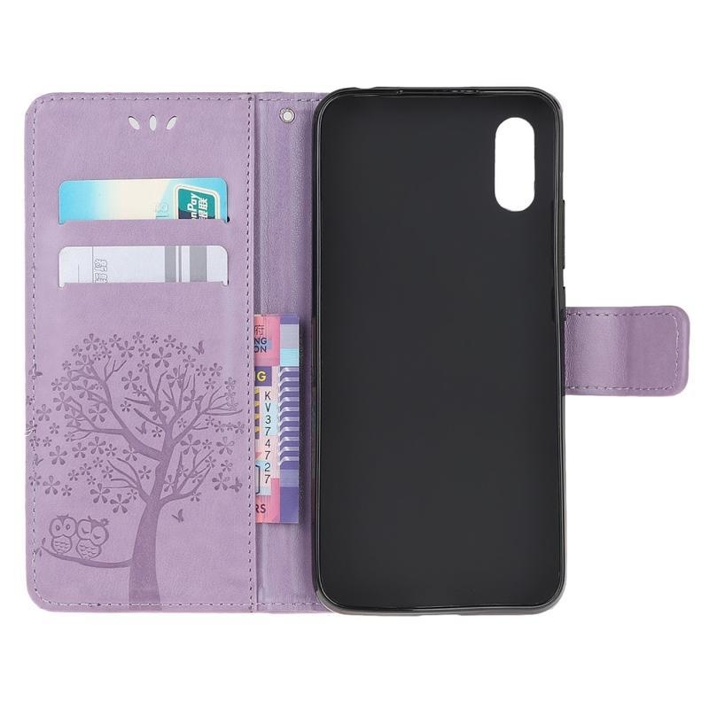Fa PU bőr pénztárca tok Xiaomi Redmi 9A/9AT-hoz - világos lila
