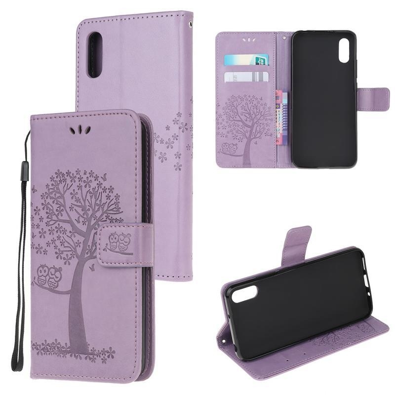 Fa PU bőr pénztárca tok Xiaomi Redmi 9A/9AT-hoz - világos lila