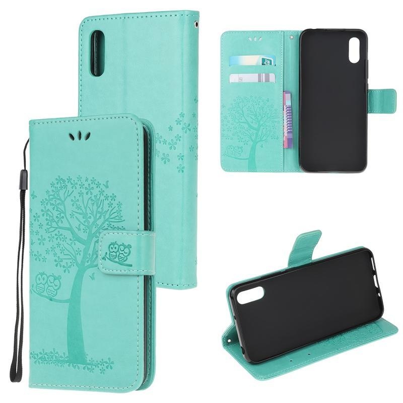 Fa PU bőr pénztárca tok Xiaomi Redmi 9A/9AT-hoz - zöld