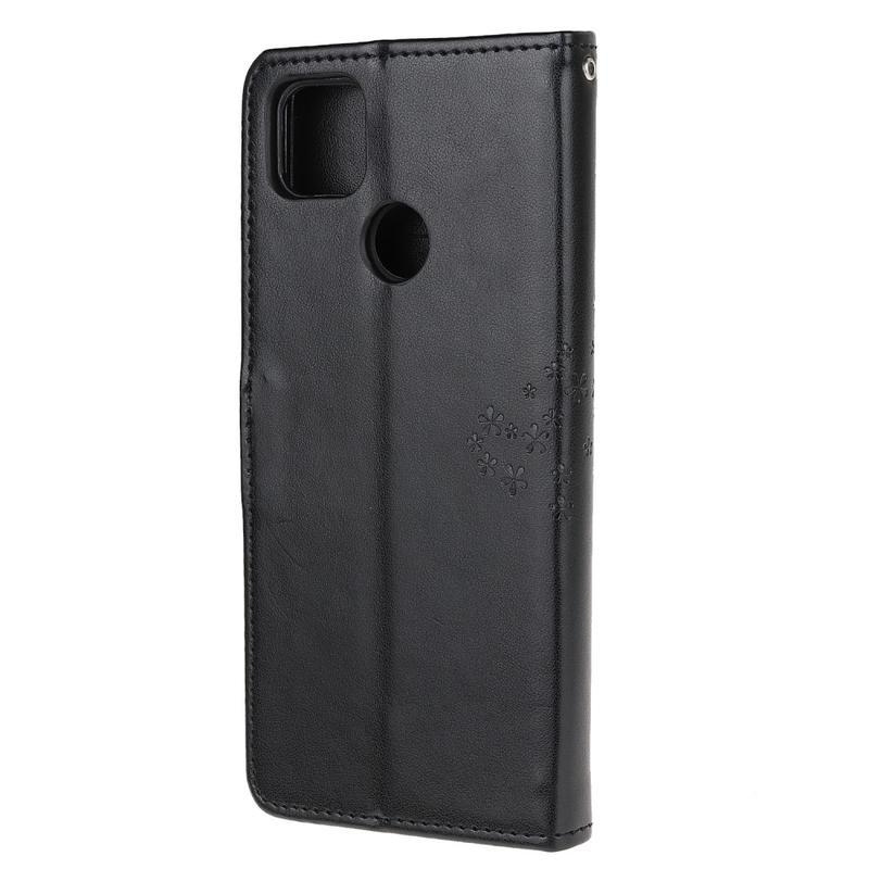 Fa PU bőr pénztárca tok Xiaomi Redmi 9C-hez - fekete