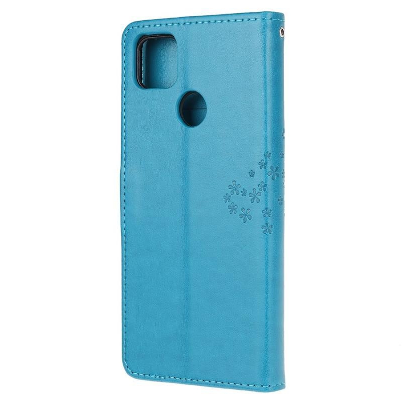 Fa PU bőr pénztárca tok Xiaomi Redmi 9C-hez - kék