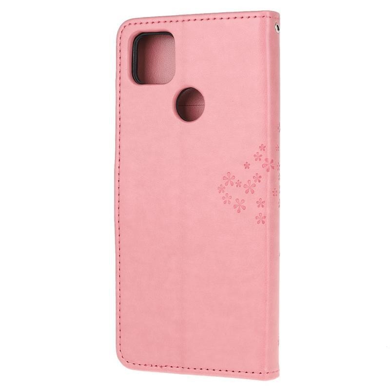 Fa PU bőr pénztárca tok Xiaomi Redmi 9C - rózsaszínű