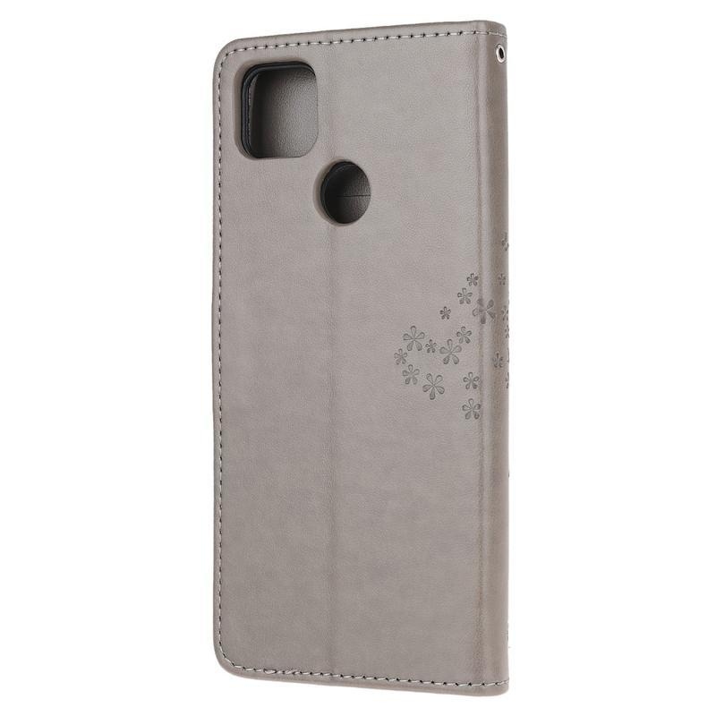 Fa PU bőr pénztárca tok Xiaomi Redmi 9C-hez - szürke
