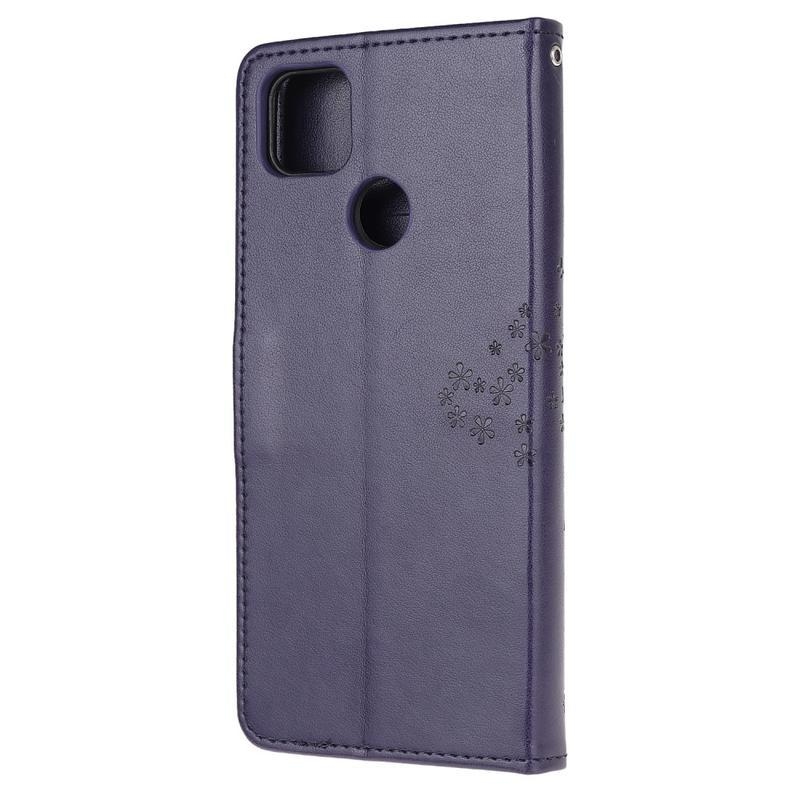 Fa PU bőr pénztárca tok Xiaomi Redmi 9C-hez - sötét lila