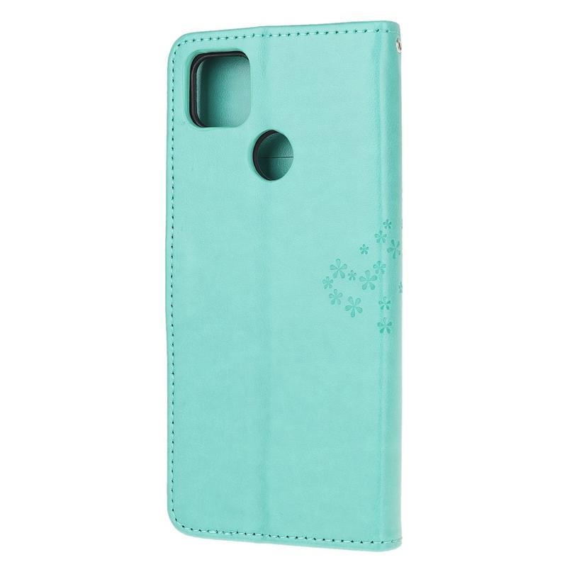Fa PU bőr pénztárca tok Xiaomi Redmi 9C-hez - zöld
