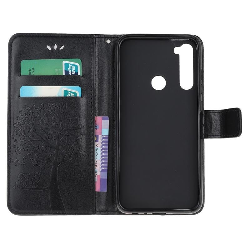 Fa PU bőr pénztárca tok Xiaomi Redmi Note 8T-hez - fekete