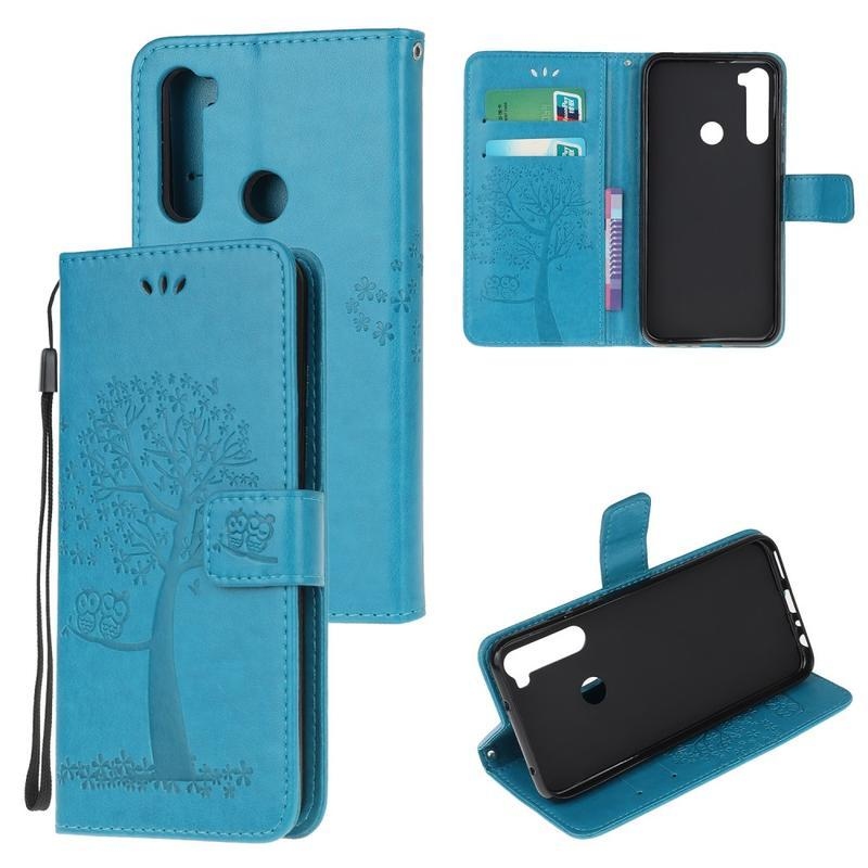 Fa PU bőr pénztárca tok Xiaomi Redmi Note 8T-hez - kék