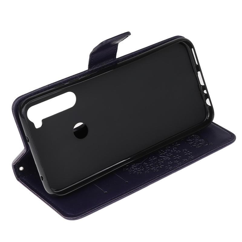 Fa PU bőr pénztárca tok Xiaomi Redmi Note 8T-hez - sötét lila
