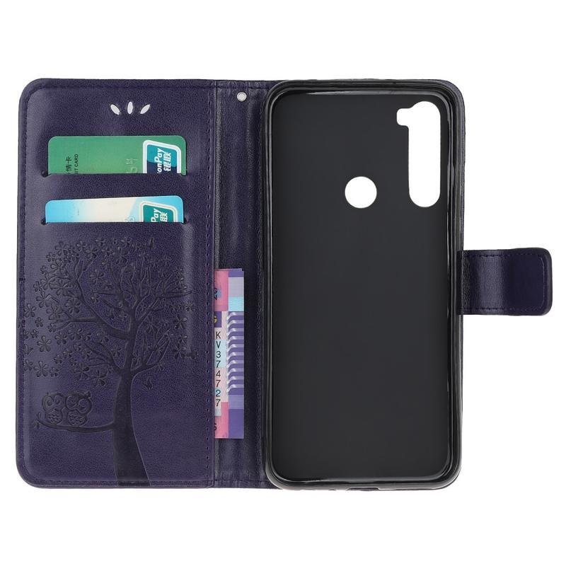 Fa PU bőr pénztárca tok Xiaomi Redmi Note 8T-hez - sötét lila