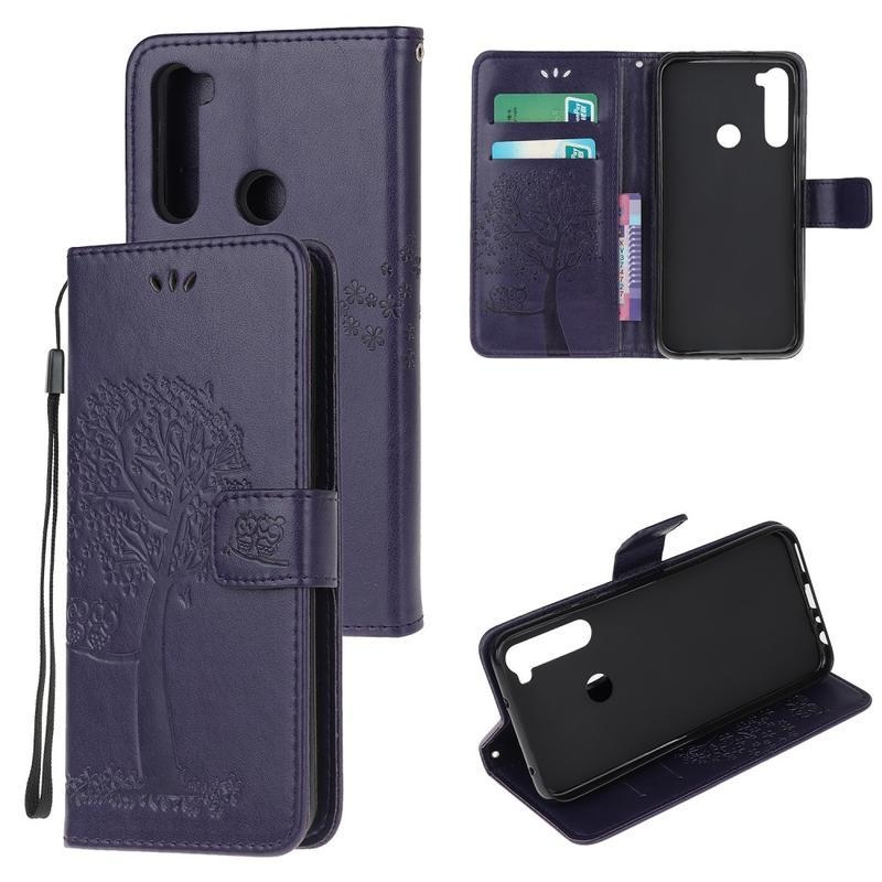 Fa PU bőr pénztárca tok Xiaomi Redmi Note 8T-hez - sötét lila