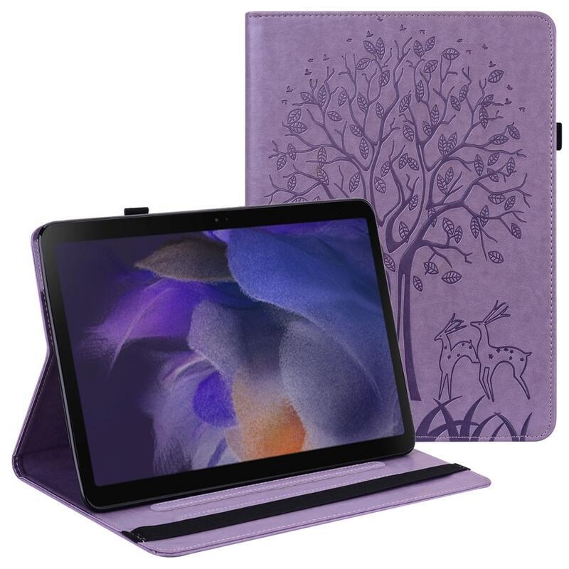 Tree PU bőr pénztárca tok tablethez Samsung Galaxy Tab A8 10.5 (2021) - lila