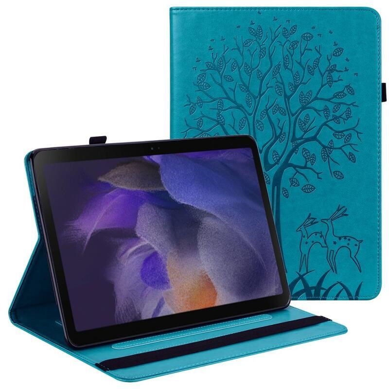 Tree PU bőr pénztárca tok tablethez Samsung Galaxy Tab A8 10.5 (2021) - kék