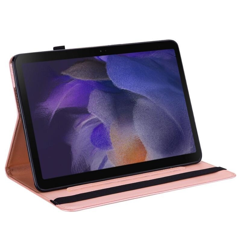 Tree PU bőr pénztárca tok tablethez Samsung Galaxy Tab A8 10.5 (2021) - rózsa arany