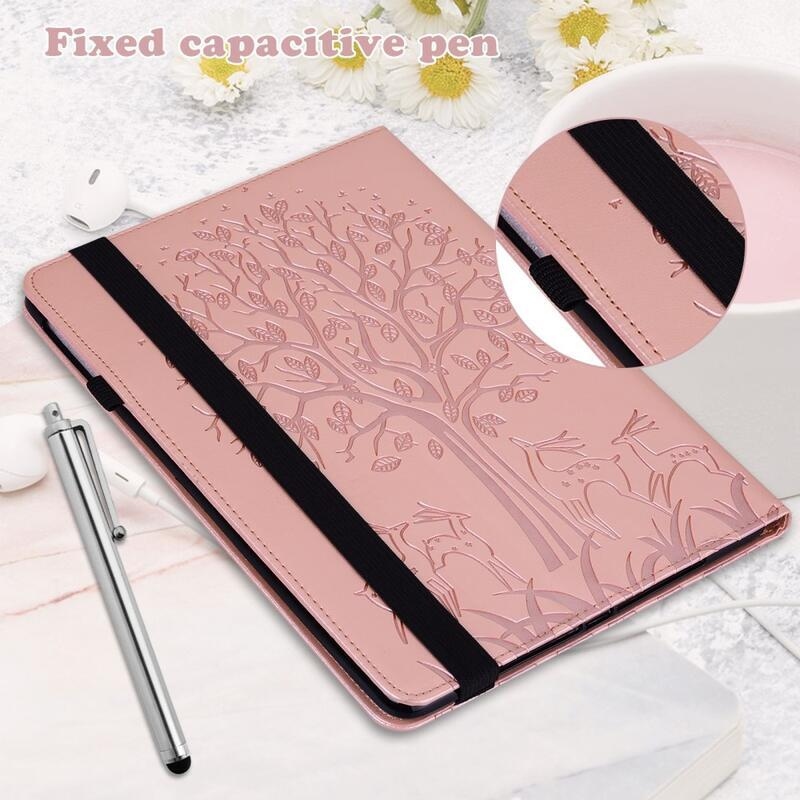 Tree PU bőr pénztárca tok tablethez Samsung Galaxy Tab A8 10.5 (2021) - rózsa arany