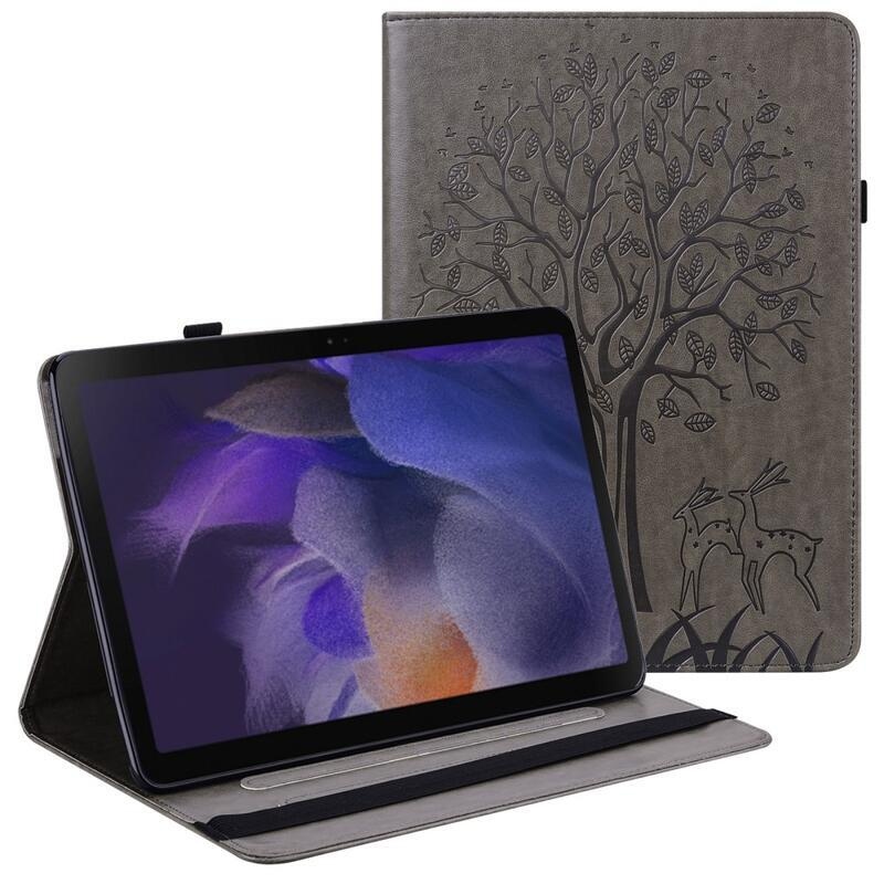 Tree PU bőr pénztárca tok tablethez Samsung Galaxy Tab A8 10.5 (2021) - szürke