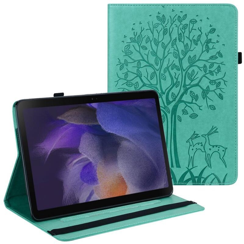 Tree PU bőr pénztárca tok tablethez Samsung Galaxy Tab A8 10.5 (2021) - zöld