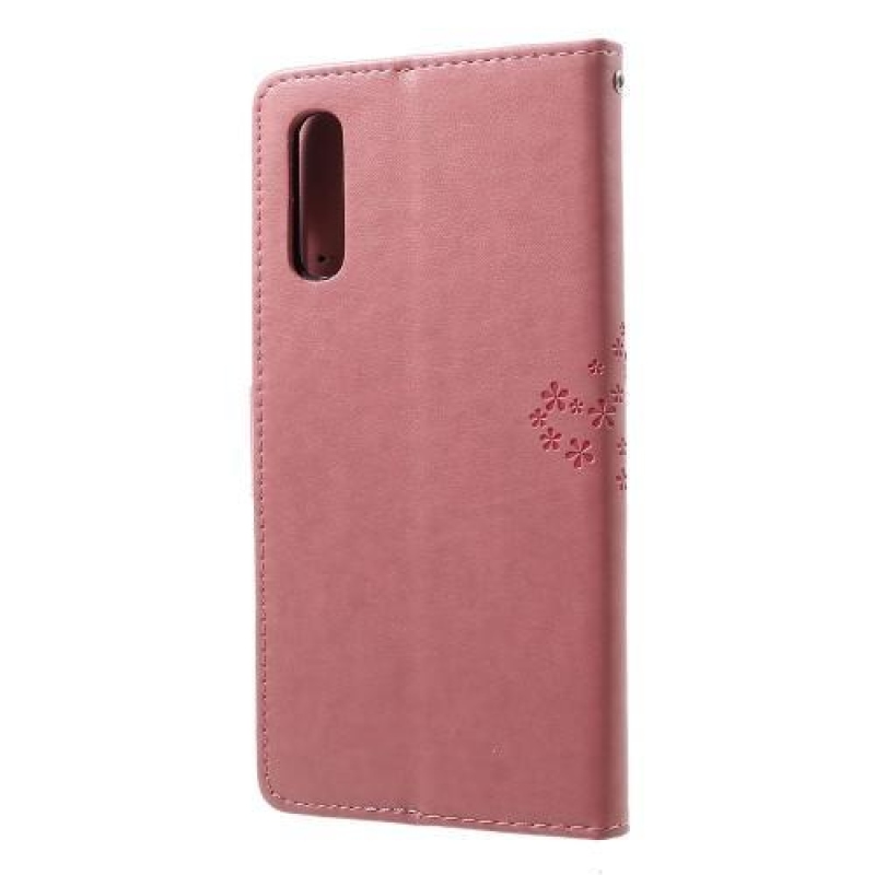 Tree PU bőr pénztárca tok Samsung Galaxy A70 - rózsaszín