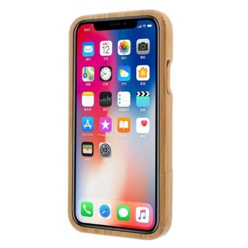 Fa stílusos fa tok iPhone X készülékhez - bézs