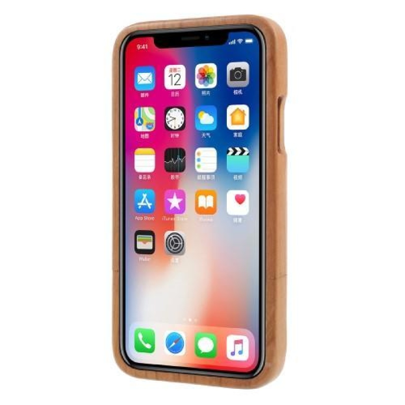Stílusos fa tok iPhone X készülékhez - világosbarna színben