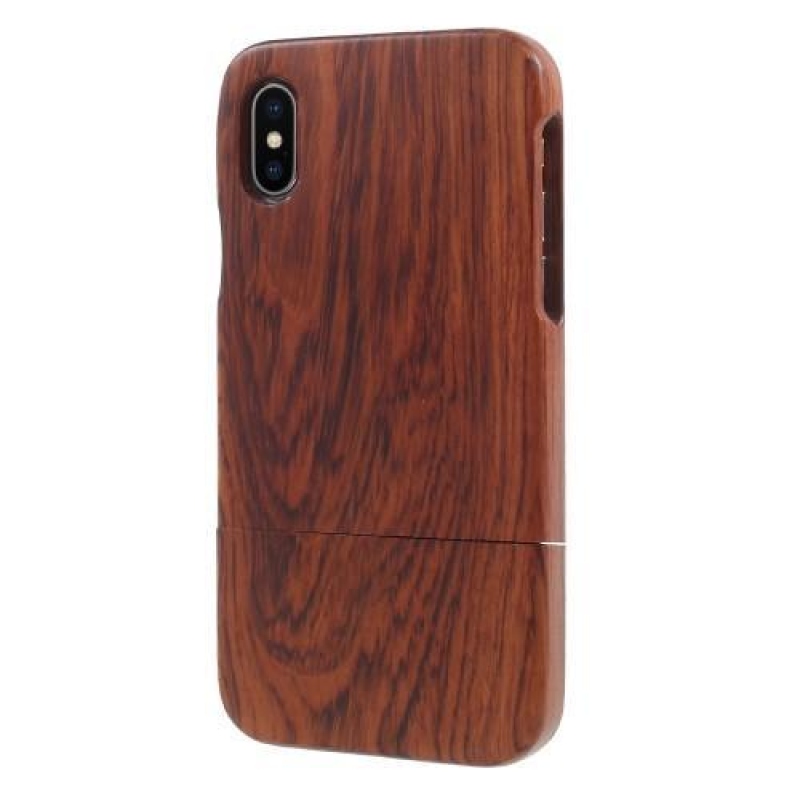Stílusos fa tok iPhone X készülékhez - sötétbarna színben