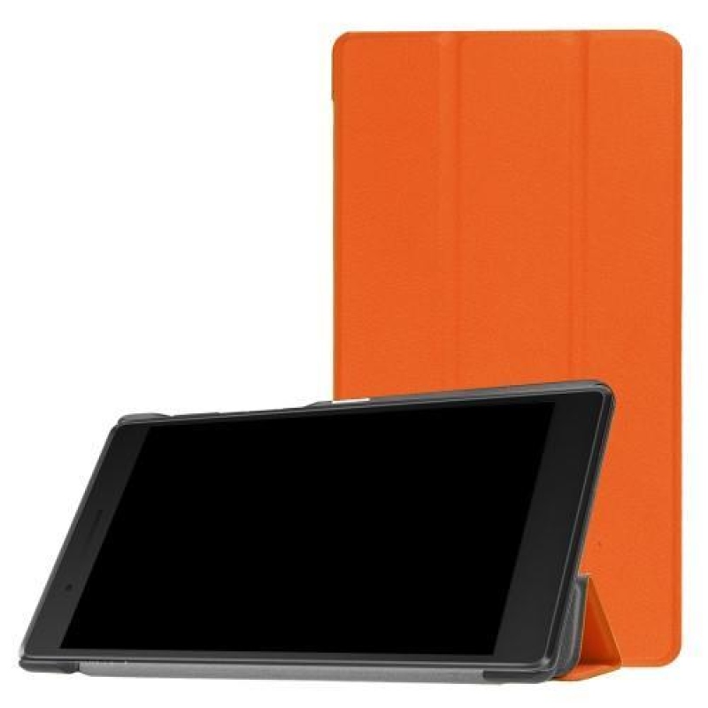 Háromrétegű állítható PU bőr tok Lenovo Tab 7 Essential (2017) - narancssárga