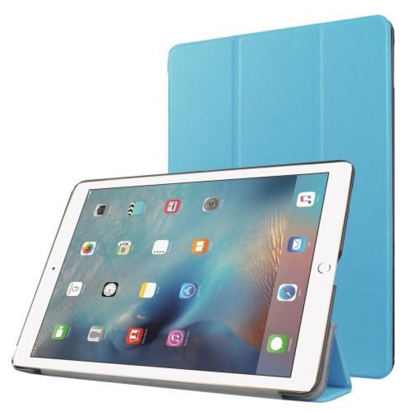 Háromrétegű PU bőr állítható tok iPad Pro 9.7 készülékhez - világoskék színben