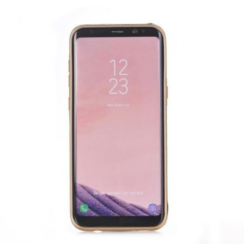 Csillogó zselés tok PU bőr hátlappal Samsung Galaxy S8 Plus készülékhez - fekete