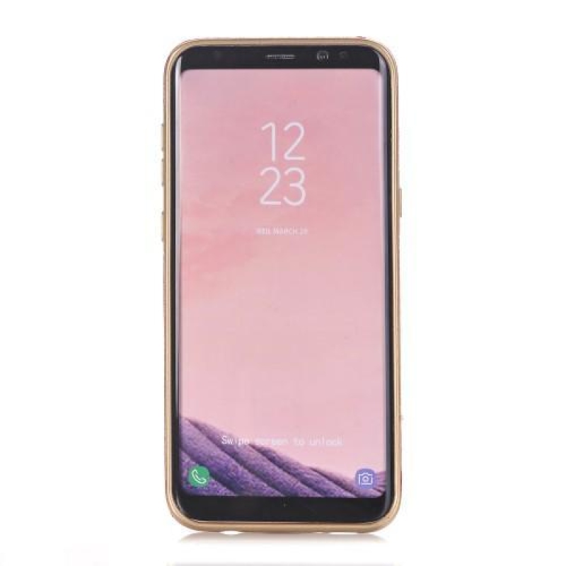 Csillogó zselés tok PU bőr hátlappal Samsung Galaxy S8 Plus készülékhez - piros